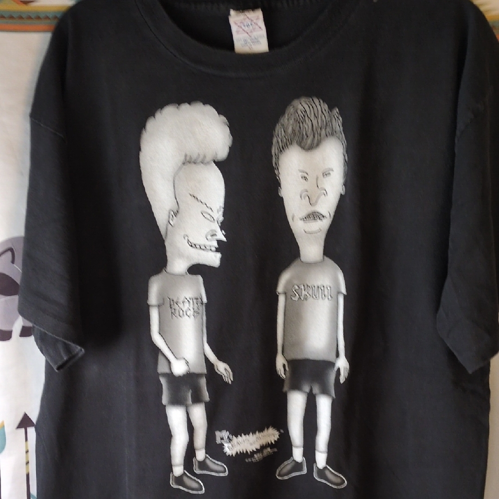 Black Graphic Short Sleeve Tee with Cartoon Duo